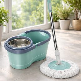 Відро зі шваброю Турбо 360 з автоматичним віджимом для вологого прибирання 360° (1-2718)