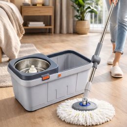 Відро зі шваброю Турбо 360 прямокутне з автоматичним віджимом для вологого прибирання 360° (1-2718)