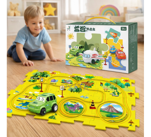 Розвиваюча дитяча іграшка-пазл з машинками 5PCS Rail Car Жовтий (509/3548)