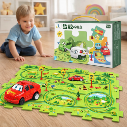 Розвиваюча дитяча іграшка-пазл з машинками 5PCS Rail Car Зелений (509/3548)