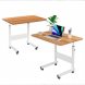 Комп'ютерний приліжковий стіл для ноутбука на колесах з регулюванням висоти 60х40 см Світле дерево (509/4663)