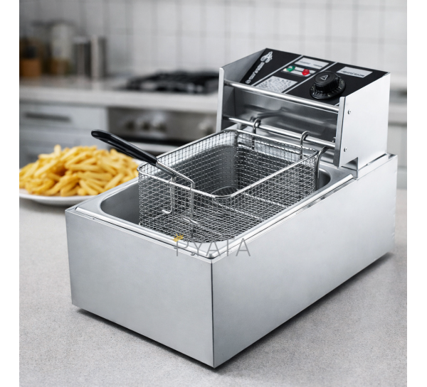 Електрична фритюрниця з неіржавкої сталі 6 л електрична заглибна фритюрниця з кришкою (509/4659)