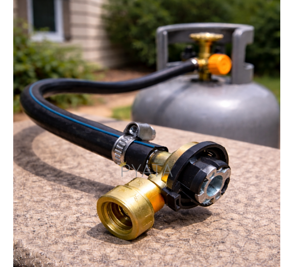 Перехідник для заправлення одноразових газових балончиків від великих газових балонів