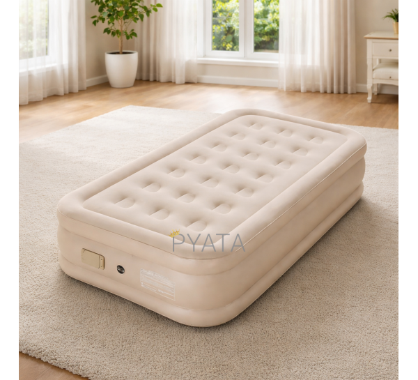 Надувний портативний одномісний домашній матрац з вбудованим насосом 100х190х25