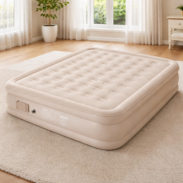 Надувний портативний двомісний домашній матрац з вбудованим насосом 200х150х25 см