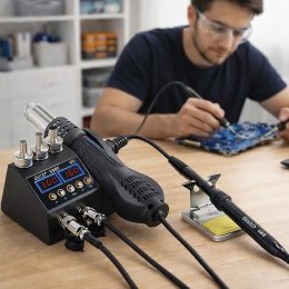 Паяльна станція 2 в 1 (паяльник + термофен) 80Вт/750Вт Чорний (509/4676)
