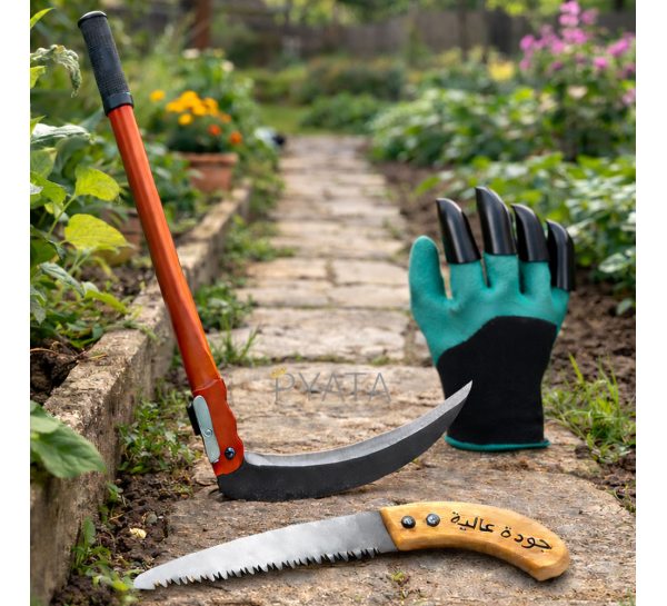 Набір садових інструментів Garden Tools 3в1( рукавиці з кігтями, складана коса, пила)