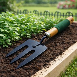 Ручна садова вилка Garden Tools 34,5 см металева для аерації та обробки ґрунту (YAB)