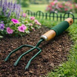 Садовий розпушувач Garden Tools 30,5 см з дерев'яною ручкою та трьома зубцями для ґрунту (YAB)