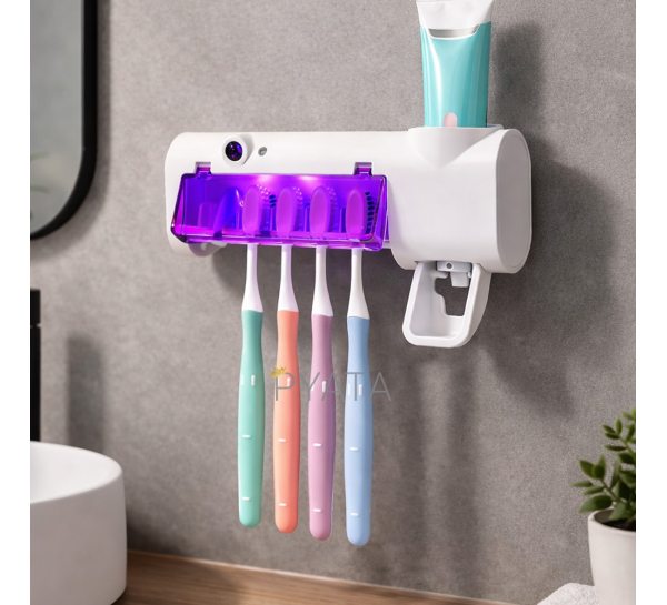Тримач для зубних щіток з УФ стерилізатором та дозатором зубної пасти BRUSH STERILIZER USB 1500 мА (Х11/0408)