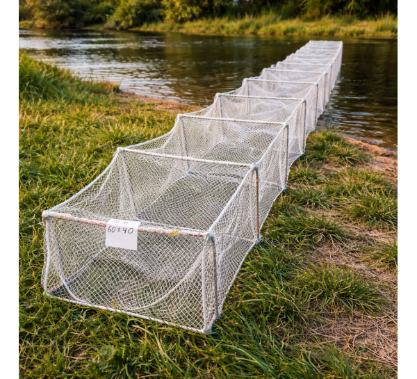 Розкладна раколовка гармошка кордова сітка 16 м 60х40 см осередок 10 мм Білий