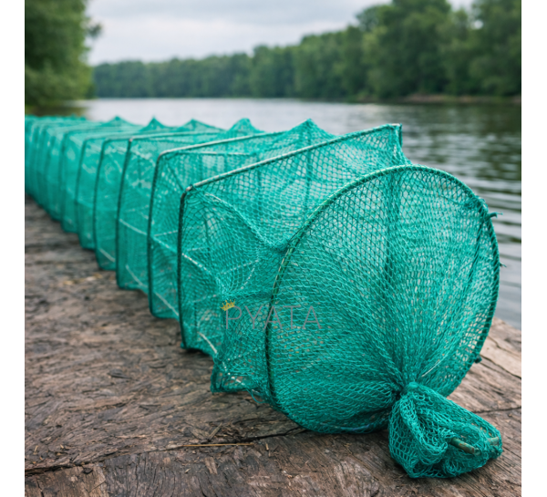 Раскладная раколовка гармошка кордовая сетка 13 м 25х40 см ячейка 10 мм Зеленый