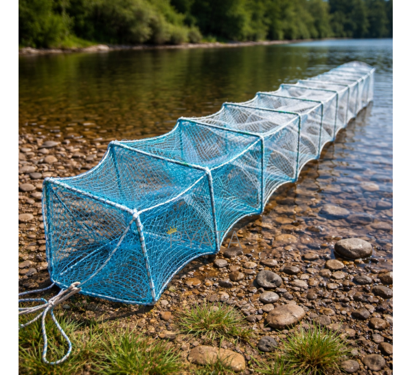 Розкладна раколовка гармошка кордова сітка 8 м 20х30 см осередок 12 мм Біло-Синій