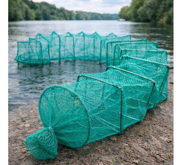 Розкладна раколовка гармошка кордова сітка 10 м 25х30 см осередок Зелений 