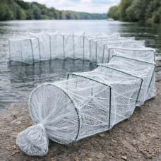 Розкладна раколовка гармошка кордова сітка 10 м 25х30 см осередок Білий