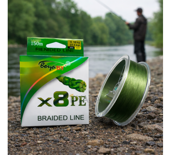 Восьмижильний волосінь для рибалки Boya BY X8PE 0.3 мм, 58.8 кг, 150 м Зелений