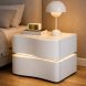 Приліжкова тумба MBXFO1 біла з LED підсвіткою, екошкіра 50×43×42 см (Х59/17583)