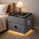 Смарт тумба приліжкова QYJXF02 з екошкіри LED підсвітка, бездротова зарядка Qi, USB, Bluetooth аудіо, Сірий (Х59/17587)