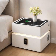 Тумба прикроватная XF01 с Bluetooth колонкой, зарядкой Qi, LED подсветкой и USB 50×41×48, Белый (Х59/17588)