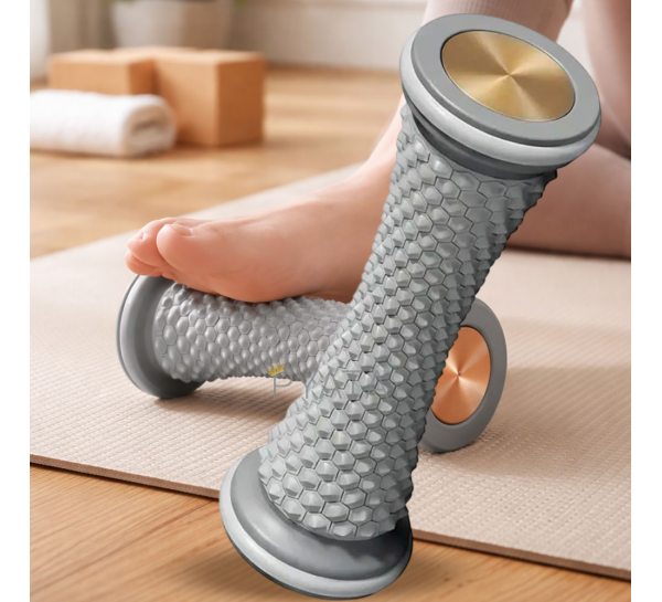 Масажний ролик для стоп і тіла 16,5×7 см, фасціальний масажер для ніг, спини, шиї та плечей сірий (626/VEN-1413)