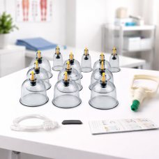 Вакуумные массажные банки с насосом 12 шт для антицеллюлитного баночного массажа набор(626/VEN-1418)