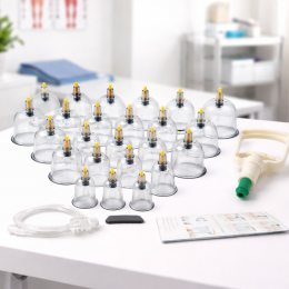 Вакуумні масажні банки з насосом 24 шт для антицелюлітного баночного масажу набір(626/VEN-1419)