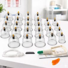 Вакуумные массажные банки с насосом 32 шт для антицеллюлитного баночного массажа набор(626/VEN-1420)