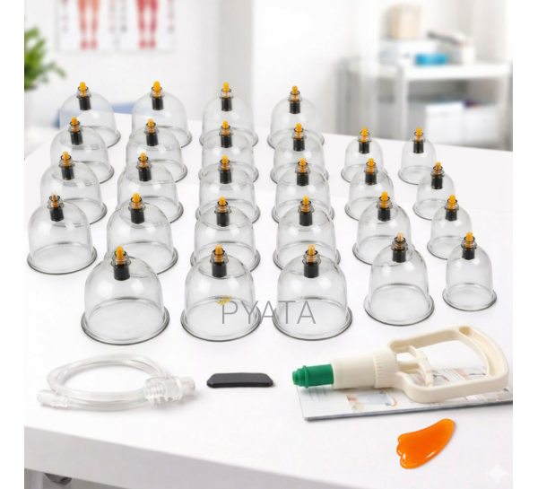 Вакуумні масажні банки з насосом 32 шт для антицелюлітного баночного масажу набір(626/VEN-1420)