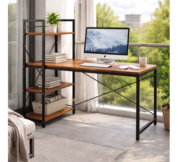 Стіл комп'ютерний з бічним стелажом 120x60 Лофт письмовий робочий стіл для дому, офісу (626/SAM-011-С45/2)