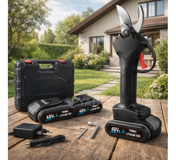 Акумуляторний садовий секатор TANU в кейсі на 2 АКБ 48 Vh
