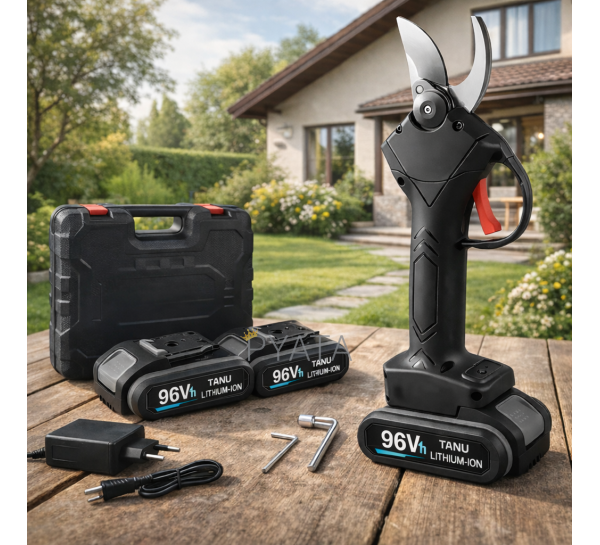 Акумуляторний садовий секатор TANU в кейсі на 2 АКБ 96 Vh