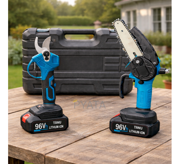Садовый аккумуляторный набор секатор, пила TANU в кейсе на 2 АКБ 96 Vh (CA/AM-12)