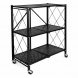 Стелаж складаний металевий 3 яруси на колесах 89x72x34 см для зберігання, чорний (626/SAM-018-С45/2)