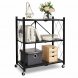 Стелаж складаний металевий 3 яруси на колесах 89x72x34 см для зберігання, чорний (626/SAM-018-С45/2)