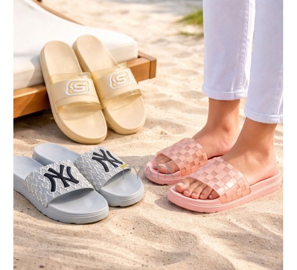 Капці літні підліткові жіночі 5030 набір 3 пари випадкові кольори, легкі повсякденні шльопанці 41 розмір