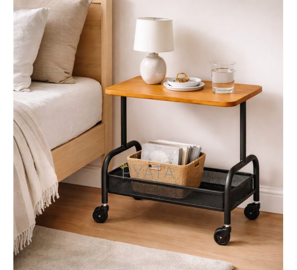 Стелажна полиця на колесах 54×43×31 см, приставний столик для дому та офісу, Чорний (626/VEN-1398-С45/2)