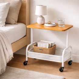 Стелажна полиця на колесах 54×43×31 см, приставний столик для дому та офісу, Білий (626/VEN-1398-С45/2)