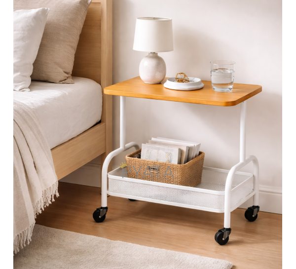 Стелажна полиця на колесах 54×43×31 см, приставний столик для дому та офісу, Білий (626/VEN-1398-С45/2)