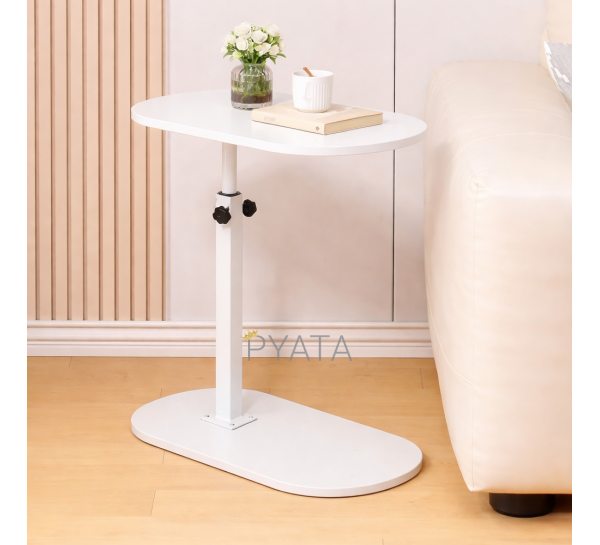 Журнальный столик трансформер регулируемый по высоте, приставной С-образный, Белый(626/VEN-1397-С45/2)