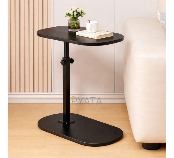 Журнальний столик трансформер регульований по висоті, приставний С-подібний, Чорний (626/VEN-1397-С45/2)