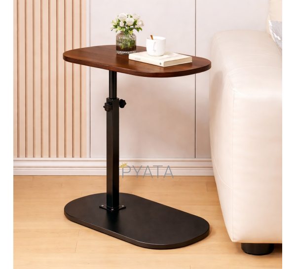 Журнальный столик трансформер регулируемый по высоте, приставной С-образный, Темное дерево(626/VEN-1397-С45/2
