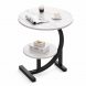 Приліжковий журнальний столик білий мармур 40×30×60 см дворівневий приставний сучасний(626/VEN-1393-С45/2)