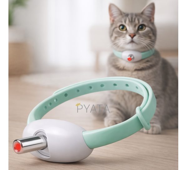 Лазерний смарт-нашийник іграшка для котів із вбудованим лазером для тварин Smart laser T-883 Бірюзовий (205/3573)
