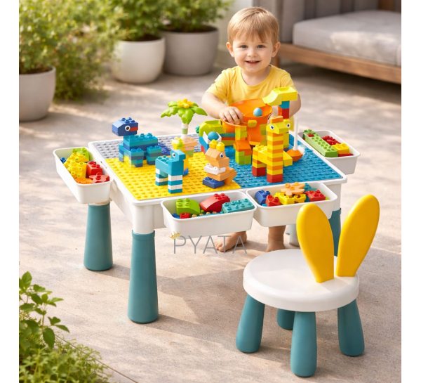 Дитячий стіл-конструктор з органайзерами, регулюванням висоти 104 деталі, блакитний (626/VEN-1400-С45/2)