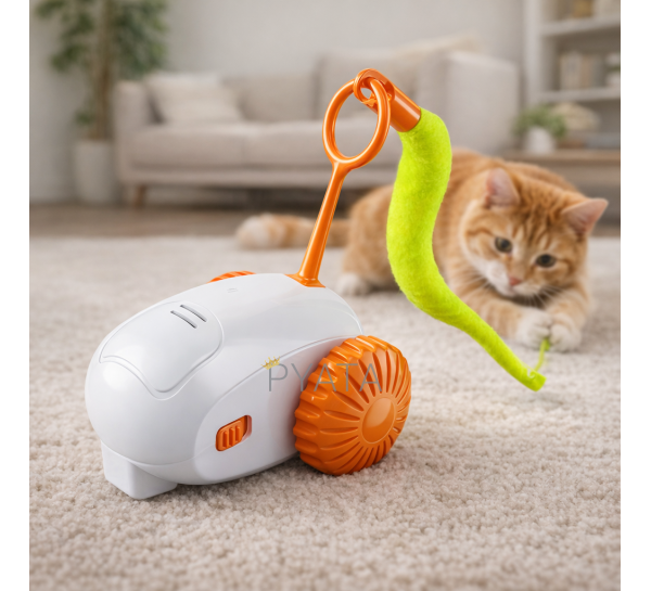 Автоматична іграшка робот для котів на колесах, від акумулятора Бадмінтон USB Cat Teaser (205/3967)