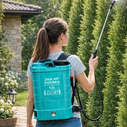 Опрыскиватель аккумуляторный 12л JANSVARKA 12В садовый ранцевой с телескопической удочкой 115 см(JS/2059)