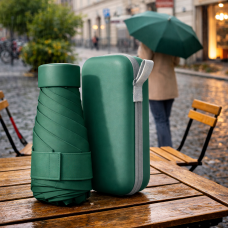 Карманный портативный мини-зонтик с чехлом Зеленый (205/3539)