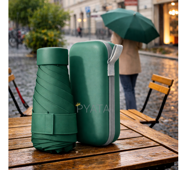 Кишенькова портативна міні-парасолька з чохлом Зелений (205/3539)