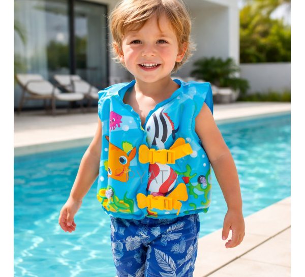 Надувний жилет Intex 59661NP Tropical Buddies дитячий 3-5 років плавальний жилет 41×30 см 3 камери(AT)