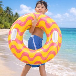 Надувне коло Intex 59256 Хвилі 91 см з ручками вініл 0.25 мм до 80 кг для басейну моря, Помаранчевий (AT)